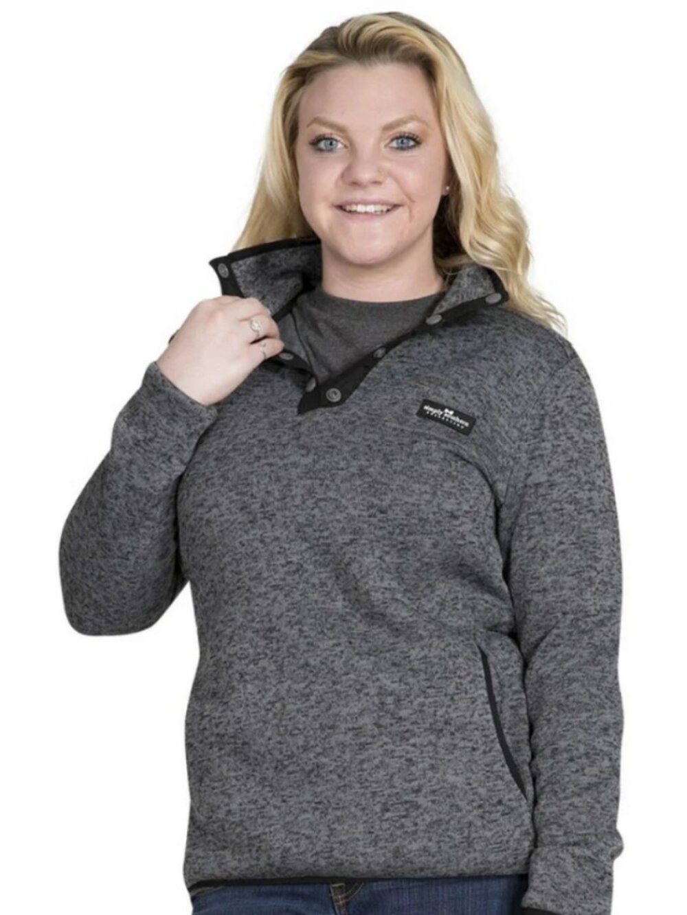 Simply Southern Tried and True Fleece Pullover in Gray/Grey/Black Extra Large